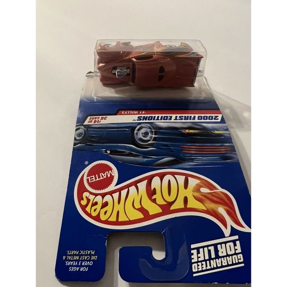 2000 Hot Wheels #74 First Editions ‘41 Willys Wild Willy Orange New On Card B54 - Picture 3 of 4